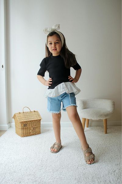 SANTRALBEBE Girl's Blouse with Shorts Ruffle Set
