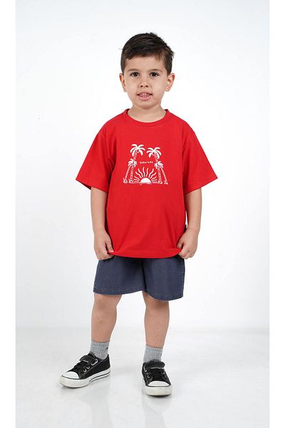c.c.l. coccolin kids baby clup Boy's Summer Printed Combed Cotton 2-Piece Bottom Top Denim Shorts T-Shirt Set