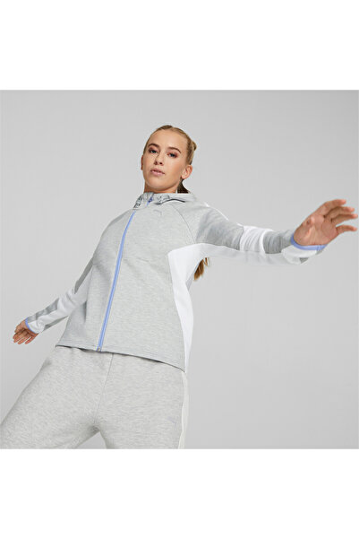 Puma Womens Evostripe Full-zip Hoodie Sweat Jacket - Gray