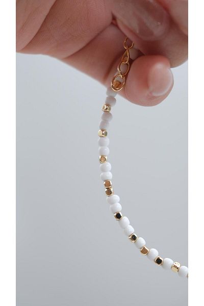 Jerie Colorful Bead Anklet with Gold Topcuk Detail