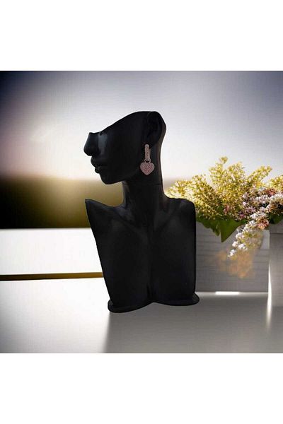 feyza collection Zircon Stone Dangle Heart Vip Steel Earrings