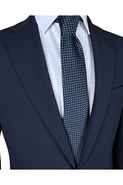 1001 Kravat Navy Blue Patterned 8 cm Wide Tie