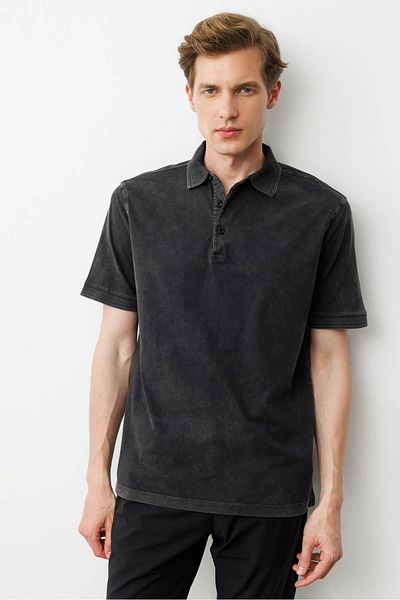 Desen Triko Ανδρικό μπλουζάκι Polo Neck Μαύρο