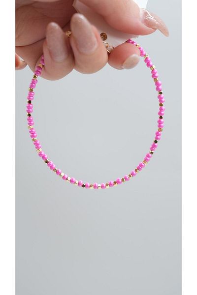 Jerie Colorful Bead Anklet with Gold Topcuk Detail