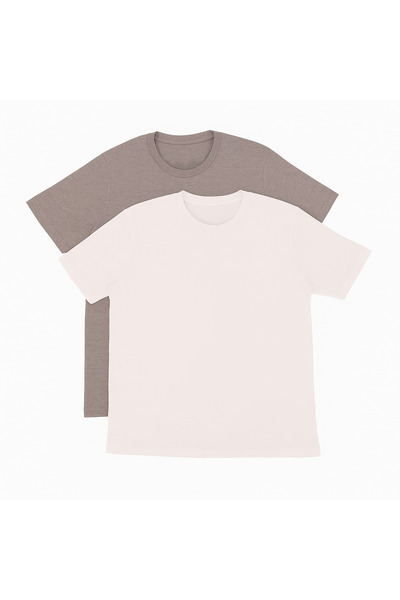 Nacar Pachet de 2 tricouri confortabile cu mânecă scurtă și gât crew pentru b...