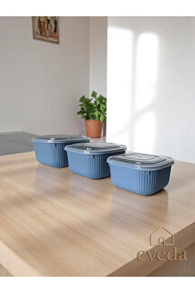 Eveda Snaplid Line Square Triple Set Blue