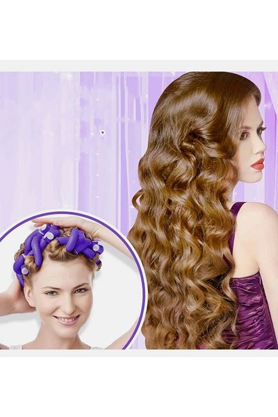 Nano Absolute Thin Purple Sausage Curler 10 Pack - Hair Styling and Curling Apparatus