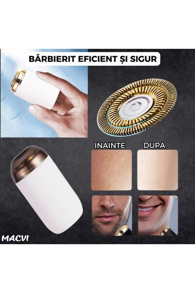 MACVI Macvi® Mini Portable Shaver, Fast and Efficient Hair Removal, USB, 60 Minute Battery Life, White