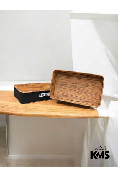 KMS Kumsar Printed Metal Rectangular Luxury Bread Basket Bread Holder