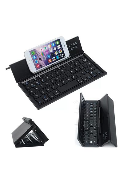 MACVI Macvi® wireless foldable Bluetooth keyboard, compact, touchpad, for tablet and laptop, black