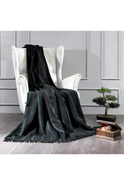 ELLE HOME Çizgi Çift Kişilik Battaniye - Yeşil