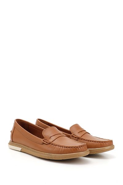 GÖNDERİ(R) Women / Girls Tan Antique Rok Genuine Leather Comfort Loafer
