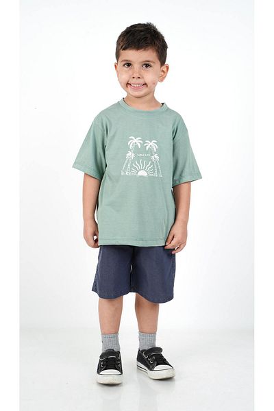 c.c.l. coccolin kids baby clup Boy's Summer Printed Combed Cotton 2-Piece Bottom Top Denim Shorts T-Shirt Set