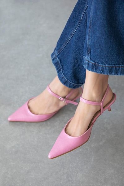 STRASWANS Melvin Women's Heeled Wrinkled Leather Shoes Pink