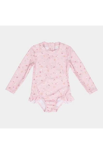 Little Dutch - Girls' UV-Protective Swimsuit with Long Sleeves, Little Pink Flowers, Size 62-68