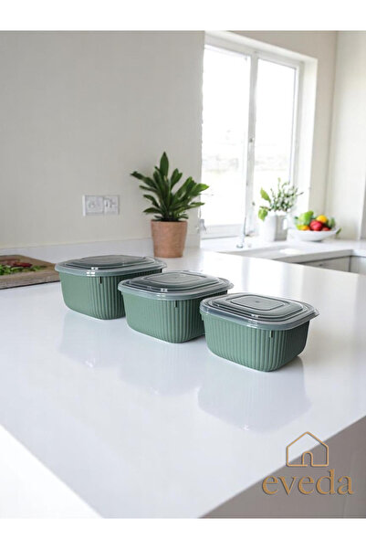 Eveda Snaplid Line Square Triple Set Green