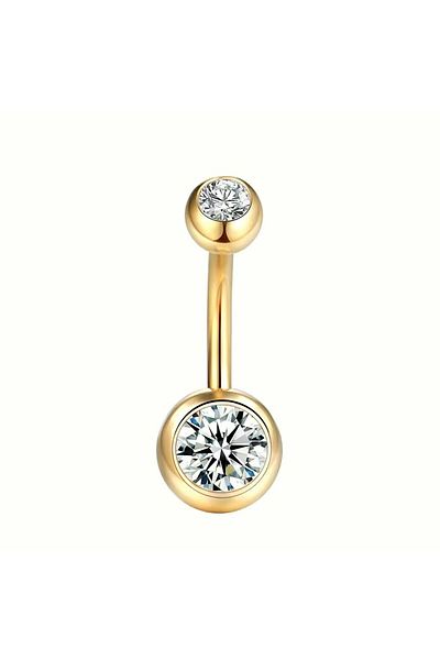 Janset F136 Titanium Zircon Stone Navel Piercing - Titanium Navel Piercing