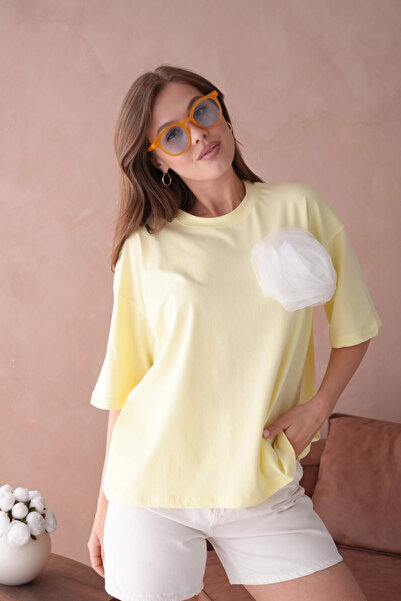 Park Karon Sarı Kısa Kol Basic T-Shirt