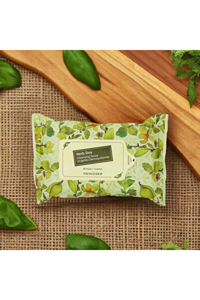 The Face Shop 2 قطعتين من مناديل ازالة الميك اب هيرب داي بخلاصة الأعشاب || لبشرة نظيفة خالية من الشوائب (20 قطعة)