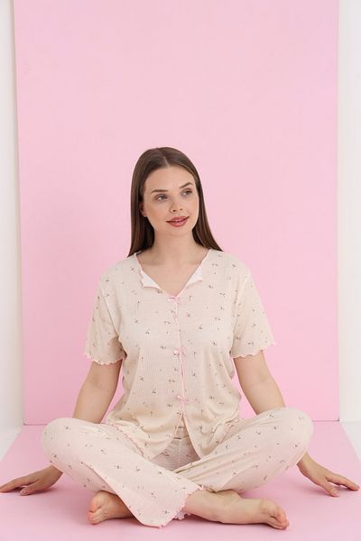ELİTOL Reported Viscose Ribbon Pajama Set