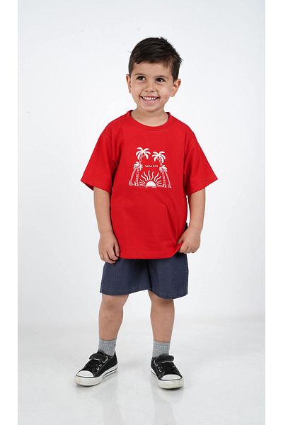 c.c.l. coccolin kids baby clup Boy's Summer Printed Combed Cotton 2-Piece Bottom Top Denim Shorts T-Shirt Set