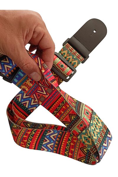 LongMoon Rj200-C4 Guitar Strap Deluxe Teal Guitar Strap with Leather Head 2 Layers