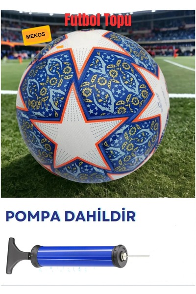 MEKOS Halısaha uygun futbol topu ve pompa dahil champions league topu(PİCNİC ...
