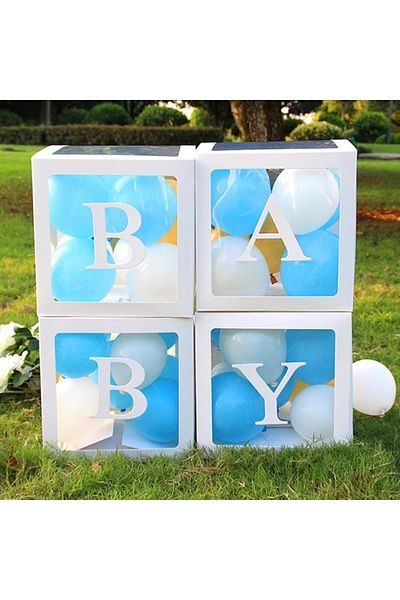 RÖNESANS PARTİ White Transparent Balloon Box with Baby Written 25X25 cm