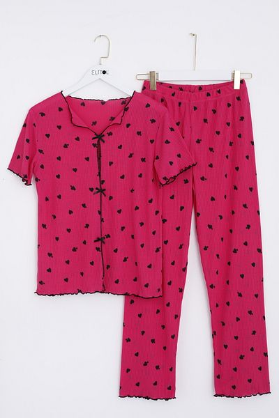 ELİTOL Reported Viscose Ribbon Pajama Set