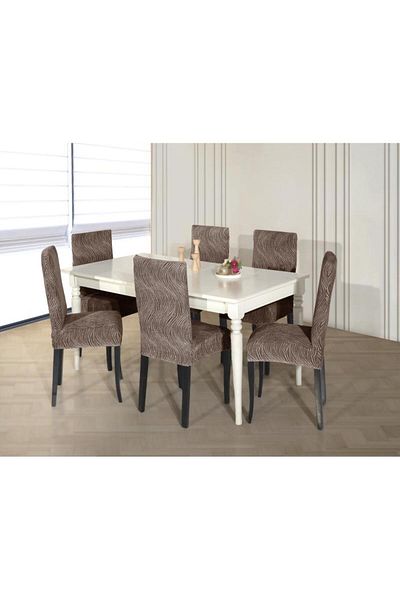 Stylish Home HUSE JAKARD PENTRU SCAUNE (6 /SET) -LIGHT BROWN