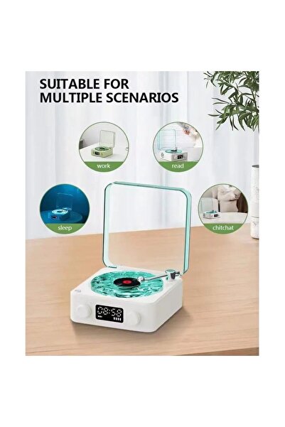 MACVI Macvi® Retro Bluetooth Speaker with Ambient Lights and Nature Sounds, 5W, 1500mAh, White