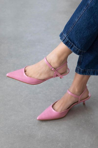 STRASWANS Melvin Women's Heeled Wrinkled Leather Shoes Pink