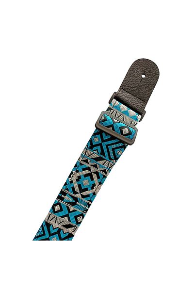LongMoon Rj200-C1 Guitar Strap Deluxe Teal Guitar Strap with Leather Head 2 Layers