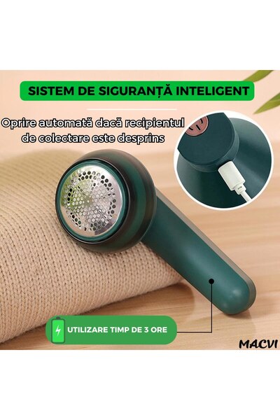 MACVI Macvi® Lint Remover, USB Charging, 4 Hours Use, Dry Cleaning, Green