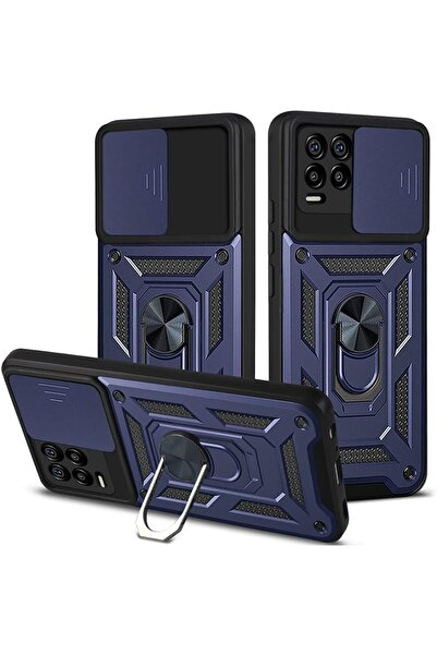 Rivor Realme 8 & Realme 8 Pro Kılıf Kamera Sürgülü Standlı Yüzüklü Darbe Emic...