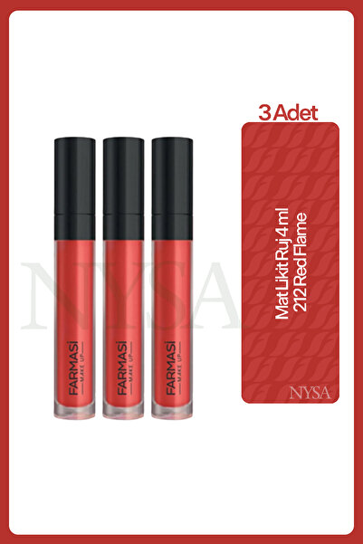 Farmasi Mat Likit Ruj 212 4 Ml Red Flame - 3 Adet