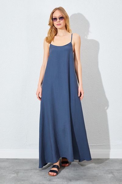 TENA Γυναικείο φόρεμα Anthracite U-Neck Casual Modal