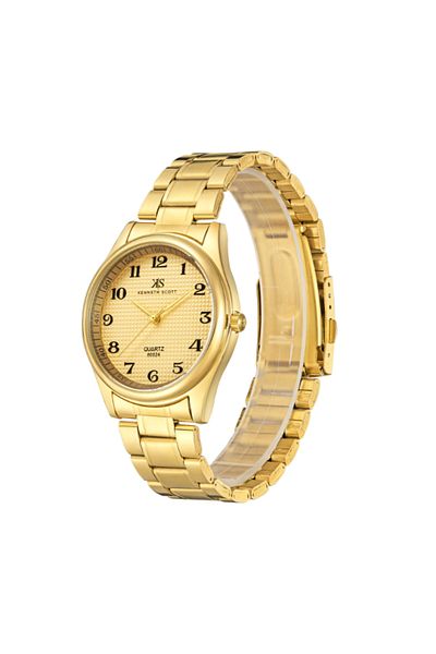 Kenneth Scott Men's Analog Champagne Dial Watch - K23052-GBGC