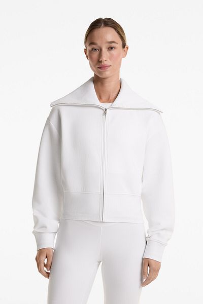 Oysho Rib high collar jacket with cotton