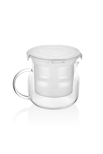 VİP AHMET Borosilicate Glass Yogurt Straining Container, Cheese Making Apparatus, 2.2 Liters
