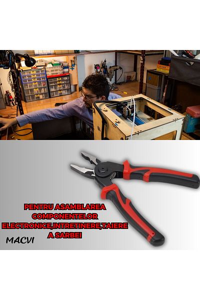 MACVI Set 5 in 1 patent multifunctional Macvi®, otel, dezizolator, cleste, sertizare, taietor, foarfeca