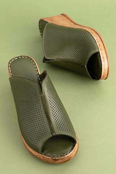 Gondol Papuci confortabili din piele naturală cu toc cu pană, talpă moale Irm.74