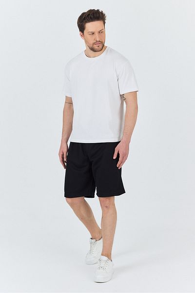 macharel jeans Men's Side Pocket Zippered Elastic Waist Shorts
