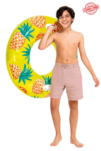 craftivio Büyük Boy Ananas Desenli Simit Tutmalı Yetişkin Ve Çocuk Deniz Havu...