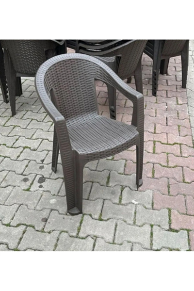 Genel Markalar Rattan Efektli Acı Kahve Plastik Bahçe Sandalyesi 6 Adet