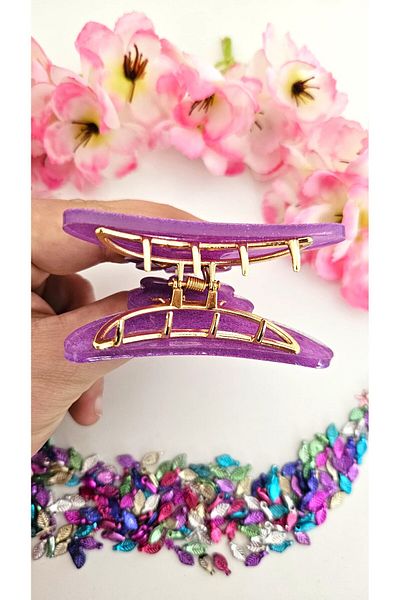cityvision Agrafă de păr Model Floare Strălucitoare în întuneric Culoare Violet 7 cm