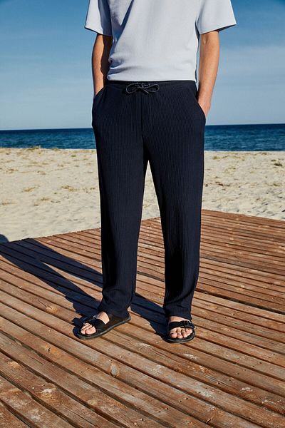 GRIMELANGE Erno Men's Relaxed Navy Blue Sweatpants with Elastic Waist and Side Pockets