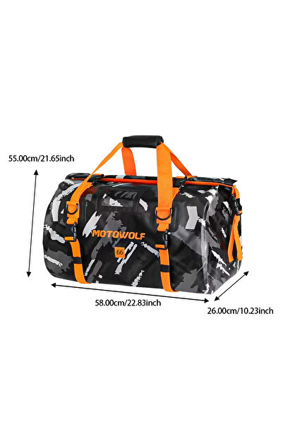 Choice حقيبة دراجة نارية جافة بشعار 66 مموهة وحقيبة دافل عاكسة مقاومة للماء و...