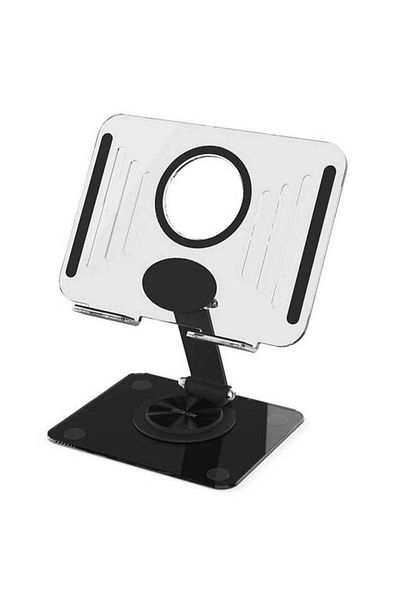 Green Lion Transparent Tablet Stand with 360° Rotating Base, 180° Foldable, Anti-Slip Silicone, 36