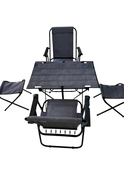 çaymekani Kamp seti masa sandalye (2 katlanır sandalye 1 masa 2 tabure çantalı)